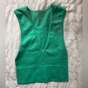 Vibrant Green Fitted Sleeveless Tank Top